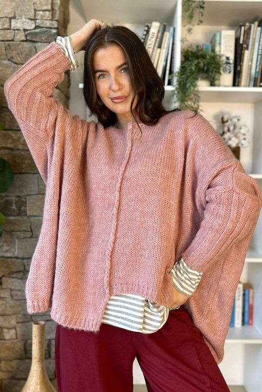 Inside Out Oversized Grunge Knit Rose /23=